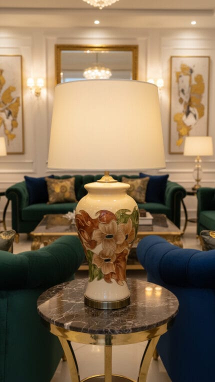 Floral Porcelain Large Table Lamp (Pair)