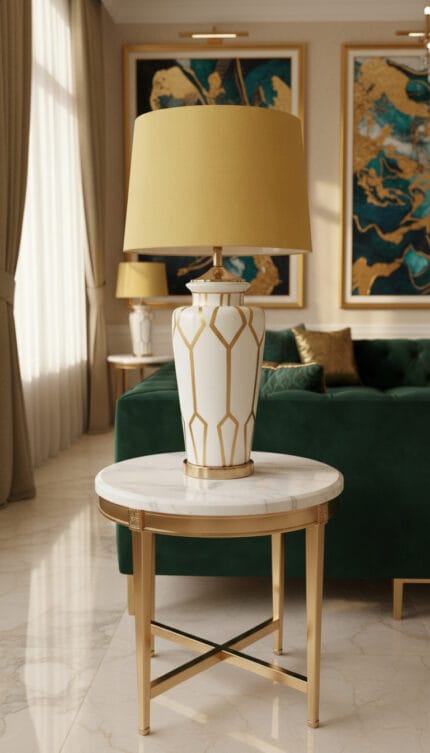 Goldin Lines Porcelain Large Lamp (Pair)