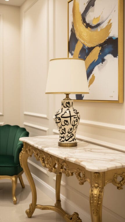 Ceramic Calligraphic Medium Table Lamp (Pair)