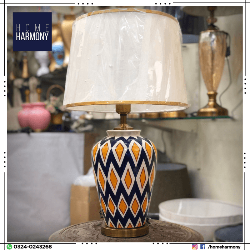 Diagonal Pattrened Table Lamp (Pair) – Home Harmony