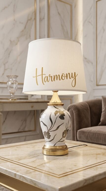 Golden Leaf Ceramic Table Lamp (Pair)