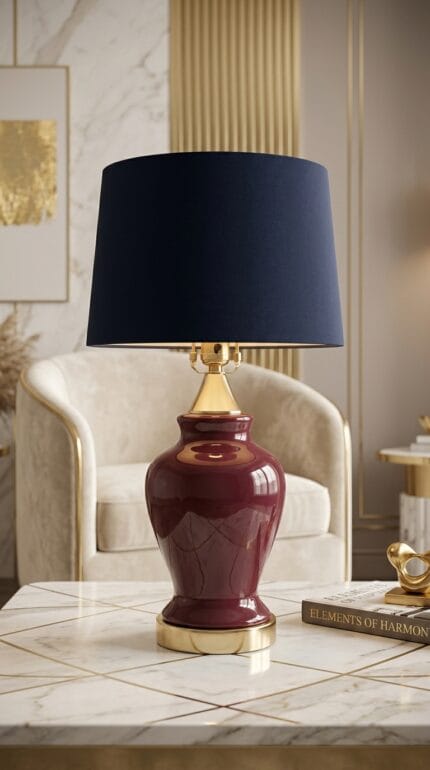 Maroon Standard Ceramic Table Lamp (Pair)