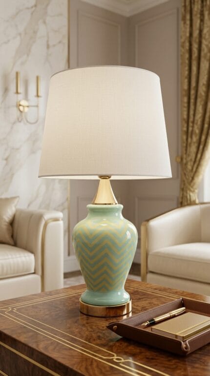 Ceramic Contrastic Chevron Lamp (Pair)