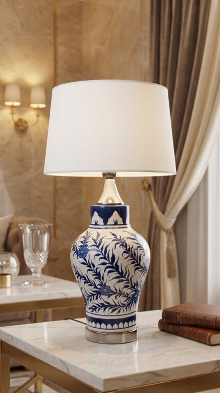 Blue Royal Leaves Table Lamp(Pair)