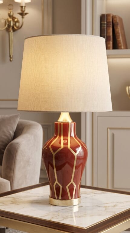 Scarlet Golden Lines Table Lamp (Pair)