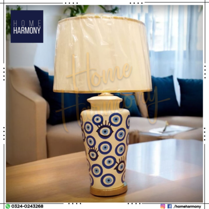 Ceramic Blue Shield Table Lamp (Pair)