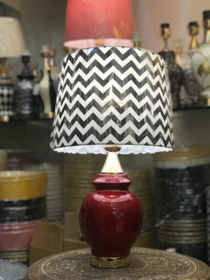 Bold Red Chevron Table Lamp (Pair)