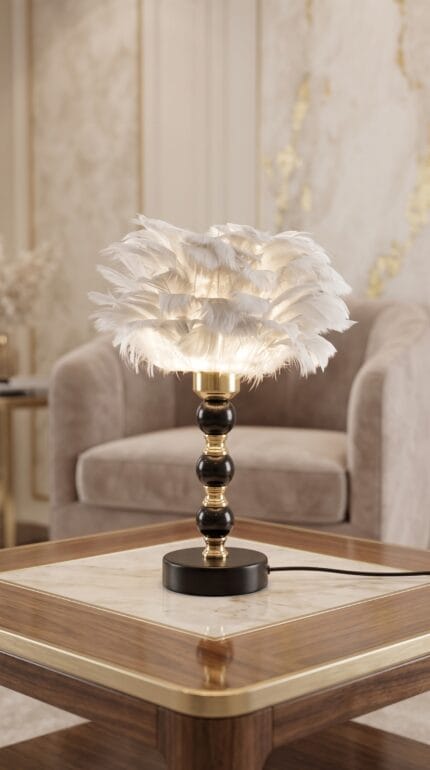 Noir Feather Lamp (Pair)