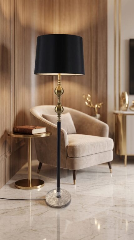 Twin Gold Ball Accent Floor Lamp