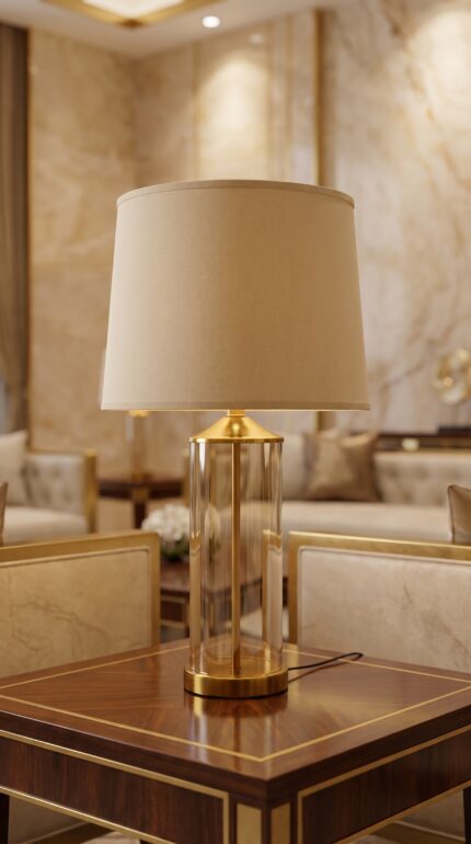 Golden Aura Glass Table Lamp (Pair)